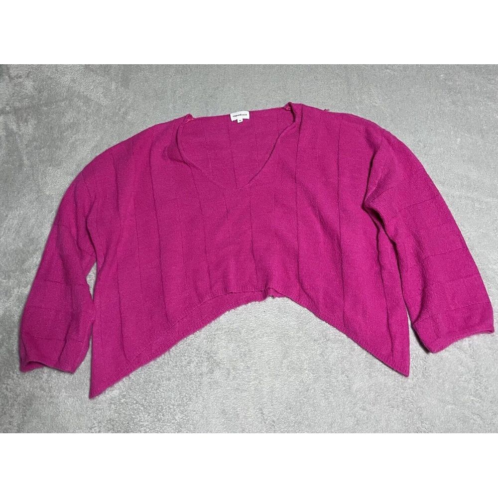 Superdown Sweater‎ Womens Medium Magenta Pink Vneck Long Sleeve Pullover